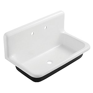 Gourmetier GCLWS362019 Towne 36-Inch Cast Iron Wall Mount Utility Sink, 2-Hole, White