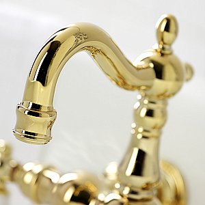 Kingston Brass CA1003T2 Heritage 3-3/8" Tub Wall Mount Clawfoot Tub Faucet, Polished Brass