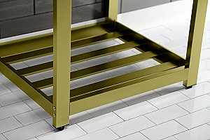 Kingston Brass VWP2522W8A7 Quadras 25-Inch Ceramic Console Sink (8-Inch, 3-Hole), White/Brushed Brass