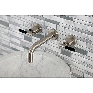 Kingston Brass KS8128CKL Kaiser Two-Handle Wall Mount Bathroom Faucet, Brushed Nickel