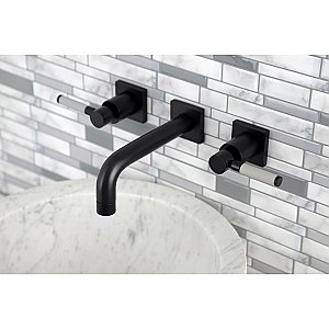 Kingston Brass KS6120DKL Kaiser Two-Handle Wall Mount Bathroom Faucet, Matte Black