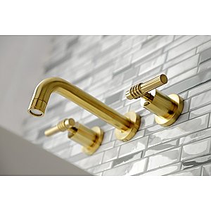 Kingston Brass KS8127ML Milano 2-Handle 8 in. Wall Mount Bathroom Faucet, Brushed Brass