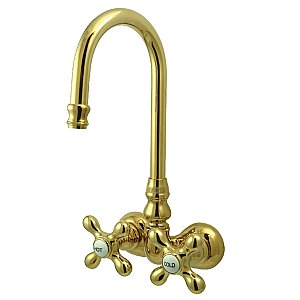 Kingston Brass CC77T2 Vintage 3-3/8-Inch Wall Mount Tub Faucet, Polished Brass
