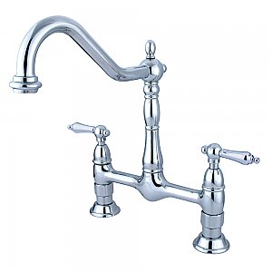 Kingston Brass KS1171AL Heritage Bridge Kitchen Faucet, Polished Chrome