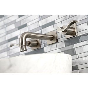 Kingston Brass KS6128DFL NuWave Two-Handle Wall Mount Bathroom Faucet, Brushed Nickel