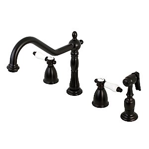 Kingston Brass KB1795BPLBS Bel-Air Widespread Kitchen Faucet with Brass Sprayer - Oil Rubbed Bronze