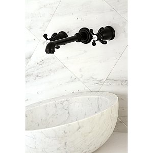 Kingston Brass KS7120TX 8" Center Wall Mount Bathroom Faucet, Matte Black