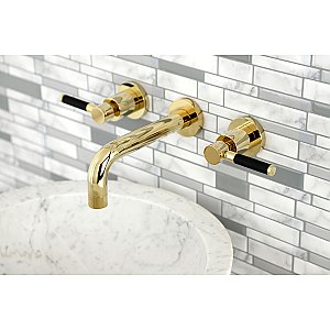 Kingston Brass KS8122DKL Kaiser 2-Handle Wall Mount Bathroom Faucet, Polished Brass