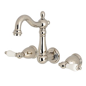 Kingston Brass KS1226PL Heritage Wall Mount Bathroom Faucet, Polished Nickel