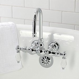 Kingston Brass CA4T1 Vintage 3-3/8" Tub Wall Mount Clawfoot Tub Faucet, Polished Chrome