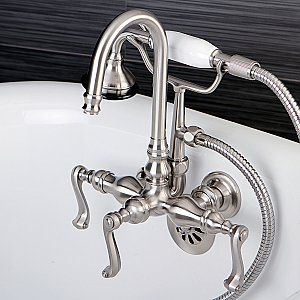 Aqua Vintage AE7T8FL Royale Wall Mount Clawfoot Tub Faucet, Brushed Nickel