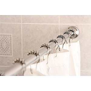 Kingston Brass KSR111 Edenscape 60"-72" Stainless Steel Adjustable Tension Shower Curtain Rod with Rings - Polished Chrome