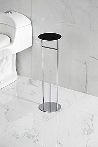 Kingston Brass CC3001 Dessau Freestanding Toilet Paper Holder with Reserve Storage and Top Shelf - Polish Chrome