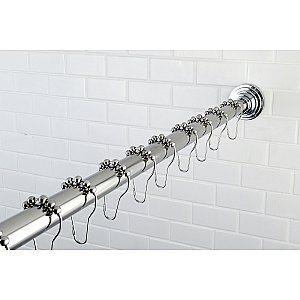 Kingston Brass SRK601 Edenscape 60"-72" Stainless Steel Adjustable Tension Shower Curtain Rod with Rings - Polished Chrome