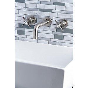 Kingston Brass KS8128BEX Essex 2-Handle 8 in. Wall Mount Bathroom Faucet, Brushed Nickel