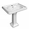29" Traditional Single Hole Pedestal Sink w/ Large Rectangular Bowl & Dual Soap Ledges - Overflow Control Rim and Overflow