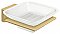 Modern Geometric Soap Dish with Glass - Satin Brass