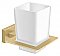 Modern Geometric Tumbler Holder with Glass - Satin Brass