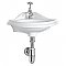 Isabella Collection Corner Wall Mount Basin with Oval Bowl, Backsplash, Decorative Trim Overflow and Single Hole Faucet Drilling