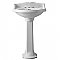Isabella Collection Traditional Pedestal with an Integrated small oval bowl, widespread Faucet Drilling, Backsplash, Dual Soap Ledges, Decorative Trim and Overflow