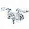 Clawfoot Bathtub Filler Faucet - 3-3/8" on Center Tub Wall Mount - Polished Chrome - Porcelain Lever Handles