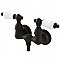 Clawfoot Bathtub Filler Faucet - 3-3/8" on Center Tub Wall Mount - Oil Rubbed Bronze - Porcelain Lever Handles