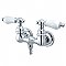 Clawfoot Bathtub Filler Faucet - 3-3/8" on Center Tub Wall Mount - Polished Chrome - Porcelain Lever Handles
