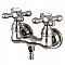 Clawfoot Bathtub Filler Faucet - 3-3/8" on Center Tub Wall Mount - Satin Nickel - Metal Cross Handles