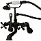 Wall Mount Clawfoot Tub Faucet with Hand Shower - Adjustable Center - Metal Cross Handles - Oil Rubbed Bronze