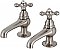 Vintage Collection Basin Sink Faucet Separate Hot & Cold Taps - Metal Cross Handles - Brushed Nickel