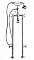 Freestanding Tub Filler / Faucet with Porcelain Hand Shower and Supply Lines with Shut-Off Valves - 6" on Center