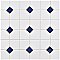 Oxford Matte Wht w/Cobalt Dot 11-3/8" x 11-3/8" Porcelain Mosaic Tile -10 Tiles Per Case -9.2 Sq. Ft.