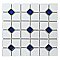 Oxford Matte Wht w/Cobalt Dot 11-3/8" x 11-3/8" Porcelain Mosaic Tile -10 Tiles Per Case -9.2 Sq. Ft.