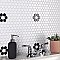 Metro 1" Hex Matte White Single Flower 11 7/8" x 10 1/4" Porcelain Mosaic Tile - Sold Per Case of 10 - 8.65 Square Feet