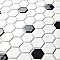 Metro 1" Hex Glossy White With Black Dot Porcelain Mosaic Tile - Per Case of 10 - 8.5 Square Feet