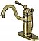 Victorian Single-Handle Monoblock Bathroom Faucet with Pop-Up Drain - Antique Brass