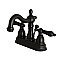 Kingston Brass 4-Inch Centerset Lavatory Faucet - Metal Levers - Matte Black