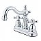 Kingston Chrome 4-Inch Centerset Lavatory Faucet - Metal and Porcelain Cross Handles - Polished Chrome