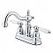 Kingston Chrome 4-Inch Centerset Lavatory Faucet - Porcelain Levers - Polished Chrome