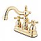 Kingston Brass 4-Inch Centerset Lavatory Faucet - Metal and Porcelain Cross Handles - Polished Brass