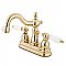 Kingston Brass 4-Inch Centerset Lavatory Faucet - Porcelain Levers - Polished Brass
