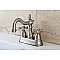 Kingston Brass 4-Inch Centerset Lavatory Faucet - Metal and Porcelain Cross Handles - Brushed Nickel