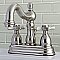 Kingston Brass 4-Inch Centerset Lavatory Faucet - Metal and Porcelain Cross Handles - Brushed Nickel