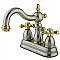 Kingston Brass 4-Inch Centerset Lavatory Faucet - Metal and Porcelain Cross Handles - Brushed Nickel/Polished Brass