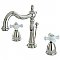 Heritage Widespread Sink Faucet - Porcelain Cross Handles - Polished Nickel