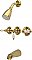 Tub and Shower Faucet Valves and Trim Kit with Porcelain Lever Handles - Polished Brass