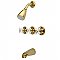 Tub and Shower Faucet Valves and Trim Kit with Porcelain Handles - Polished Brass