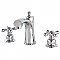 Victorian Widespread Lavatory Faucet - Metal Cross Handles - Polished Chrome