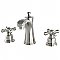 Victorian Widespread Lavatory Faucet - Metal Cross Handles - Satin Nickel