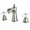 Victorian Widespread Lavatory Faucet - Porcelain Cross Handles - Satin Nickel